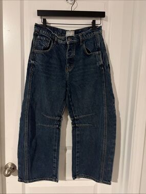 Free People Wide Leg Dark Blue Denim Jeans